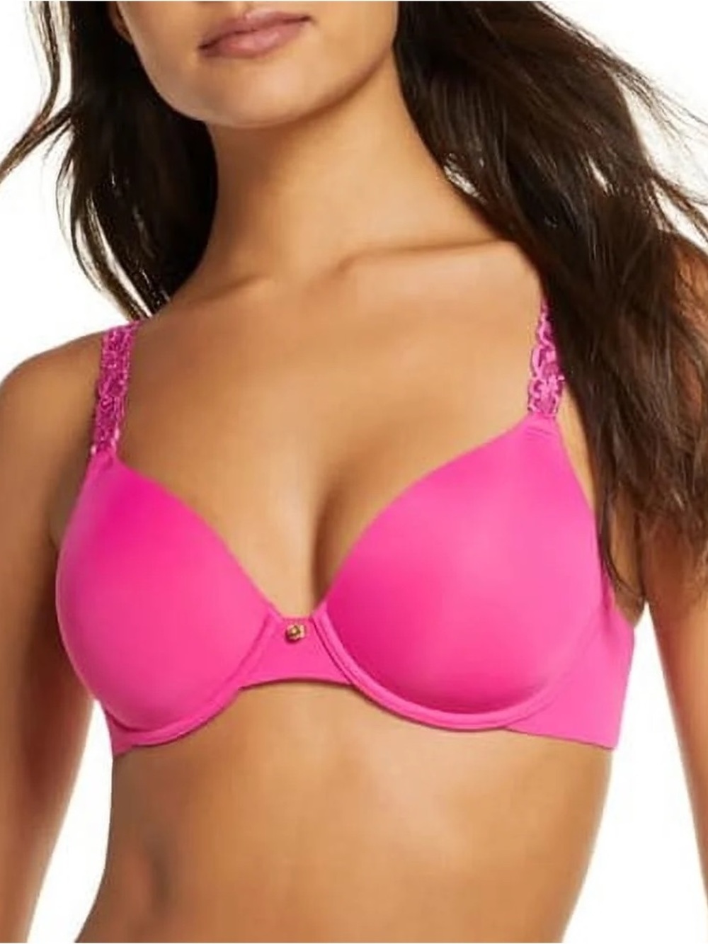 Natori Hot Pink Smooth T-Shirt Bra with Lace Straps size 36D Nordstrom 36 D
